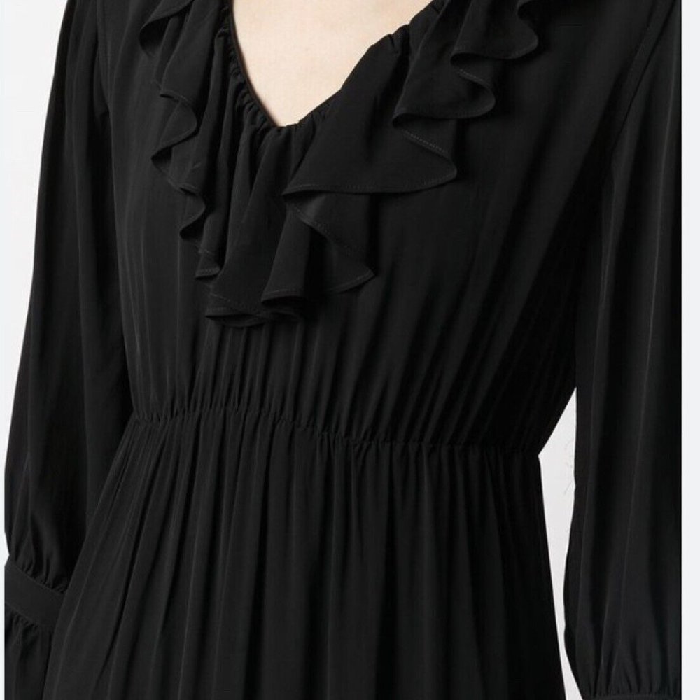 BA&SH Rym Asymmetrical Midi Dress - Black_Small (1) - Picture 2 of 7